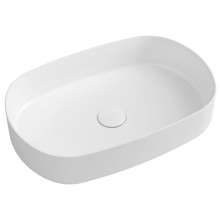 Isvea INFINITY OVAL umywalka ceramiczna nablatowa 55x36 cm biała 10NF65055