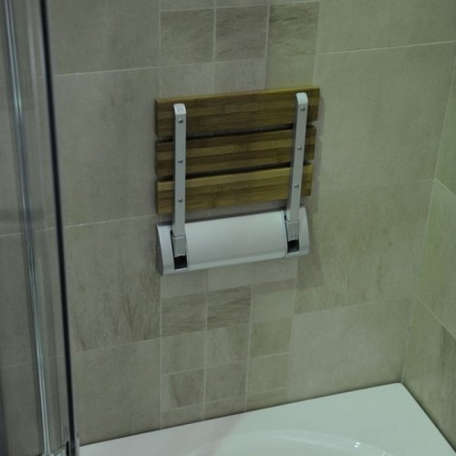 Aqualine krzesełko prysznicowe bambus składane AE236