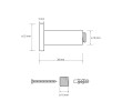 Rysunek techniczny wieszaka Bemeta Omega 104206132 – wymiary 25 × 25 × 38 mm