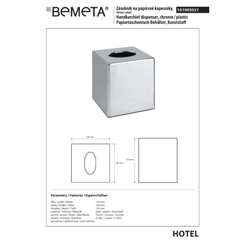 Bemeta Dyspenser na chusteczki chrom 101003021