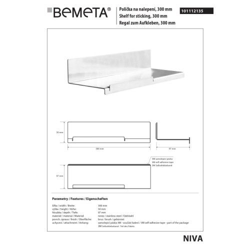 Bemeta NIVA Półka 300 mm 101102225