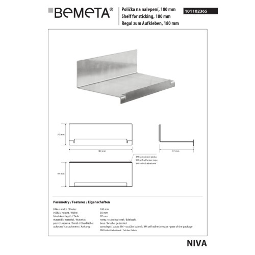 Bemeta NIVA Półka 180 mm 101102365