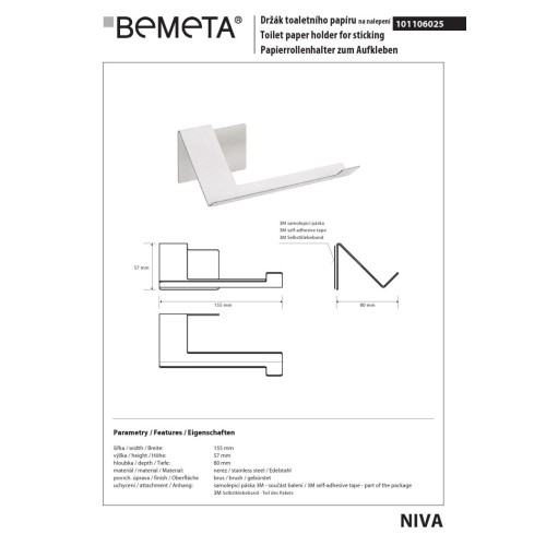 Bemeta NIVA Uchwyt na papier toaletowy 101106025