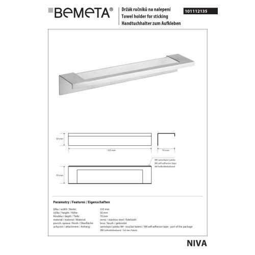 Bemeta NIVA Wieszak na ręcznik 335 mm 101112135