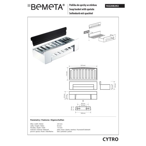 Bemeta CYTRO Półka prysznicowa ze ściągaczką 102208292