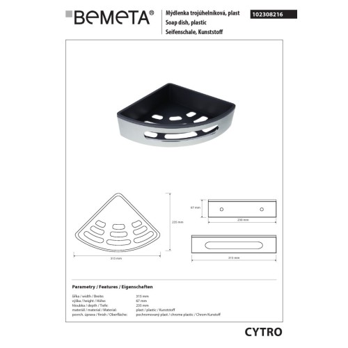 Bemeta CYTRO mydelniczka narożna z tworzywa 102308216