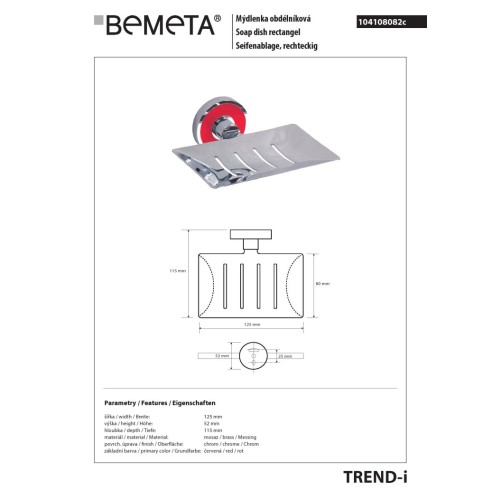 Bemeta TREND-I Mydelniczka czerwona 104108082c
