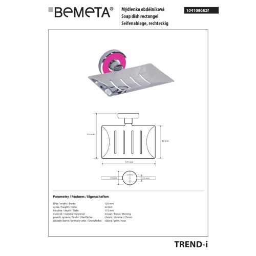 Bemeta TREND-I Mydelniczka różowa 104108082f
