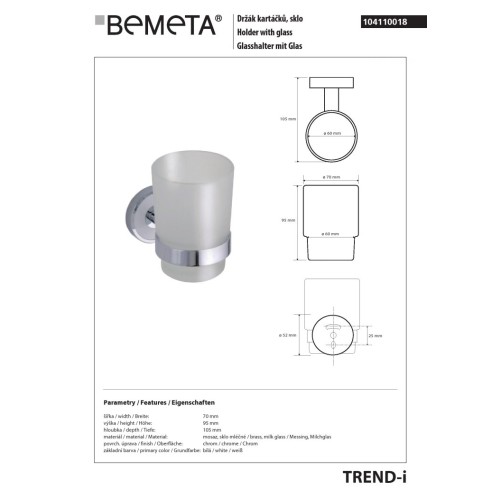 Bemeta TREND-I szklany pojemnik na szczoteczki 104110018
