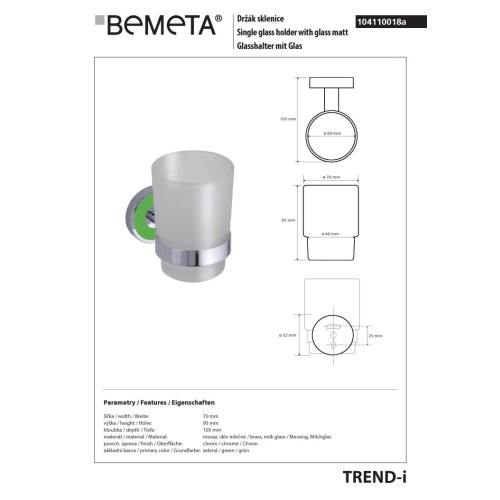 Bemeta TREND-I szklany pojemnik na szczoteczki 104110018a