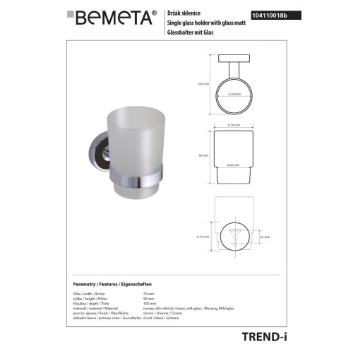 Bemeta TREND-I szklany pojemnik na szczoteczki 104110018b
