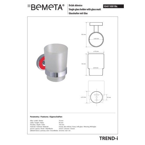 Bemeta TREND-I szklany pojemnik na szczoteczki 104110018c