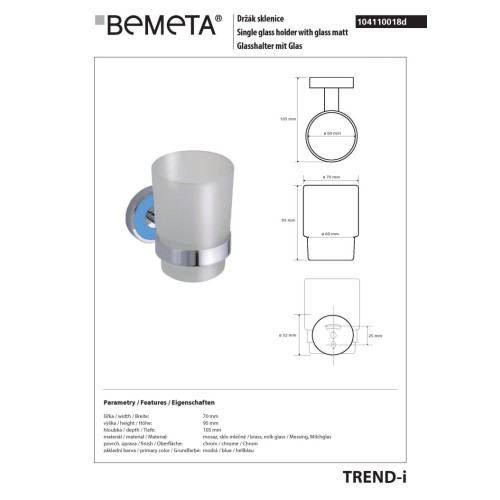 Bemeta TREND-I szklany pojemnik na szczoteczki 104110018d