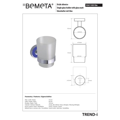 Bemeta TREND-I szklany pojemnik na szczoteczki 104110018e