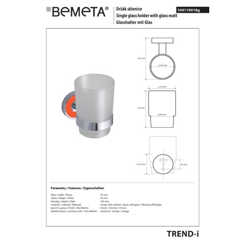 Bemeta TREND-I szklany pojemnik na szczoteczki 104110018g