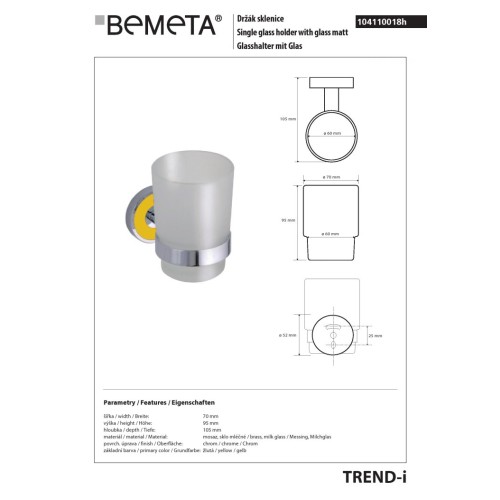Bemeta TREND-I szklany pojemnik na szczoteczki 104110018h