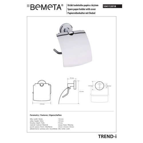 Bemeta TREND-I uchwyt na papier toaletowy z klapką 104112018