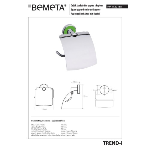 Bemeta TREND-I uchwyt na papier toaletowy z klapką 104112018a