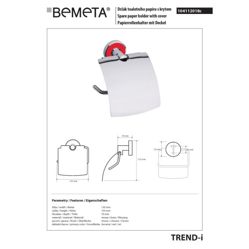 Bemeta TREND-I uchwyt na papier toaletowy z klapką 104112018c