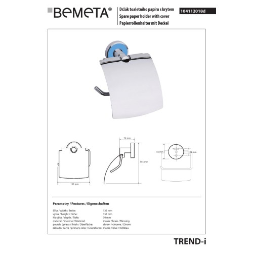 Bemeta TREND-I uchwyt na papier toaletowy z klapką 104112018d