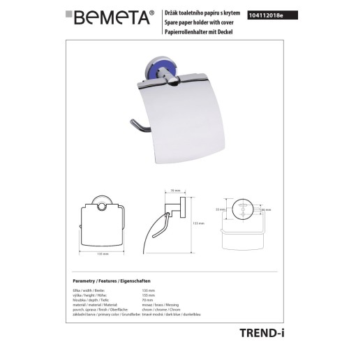 Bemeta TREND-I uchwyt na papier toaletowy z klapką 104112018e