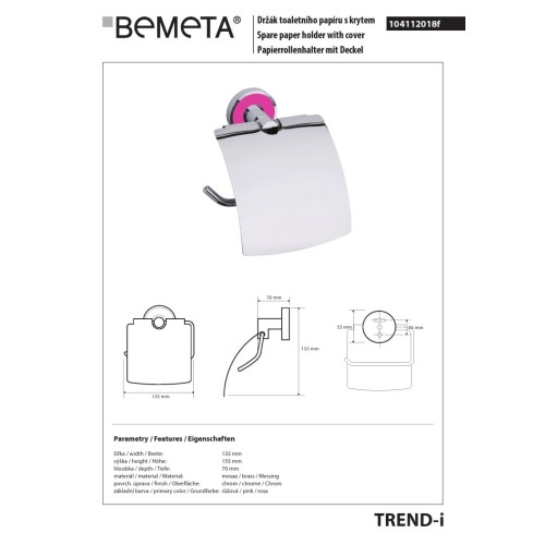Bemeta TREND-I uchwyt na papier toaletowy z klapką 104112018f