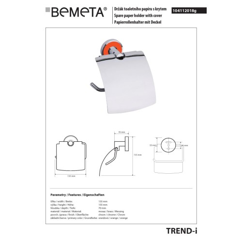 Bemeta TREND-I uchwyt na papier toaletowy z klapką 104112018g