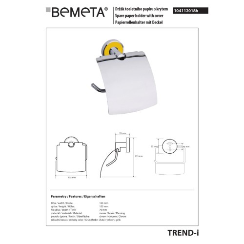 Bemeta TREND-I uchwyt na papier toaletowy z klapką 104112018h
