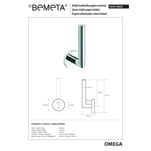 Bemeta OMEGA uchwyt na zapas papieru toaletowego 104112032
