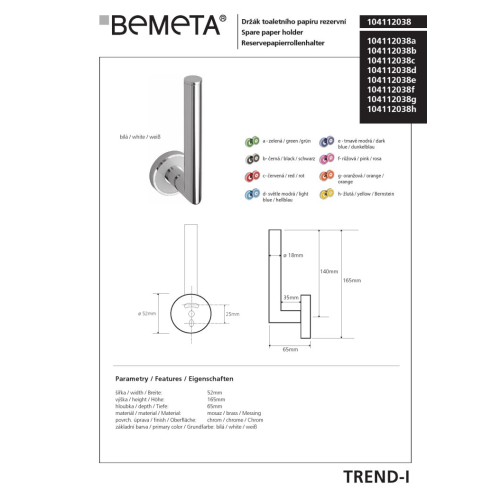 Bemeta TREND-I uchwyt na zapas papieru toaletowego 104112038d