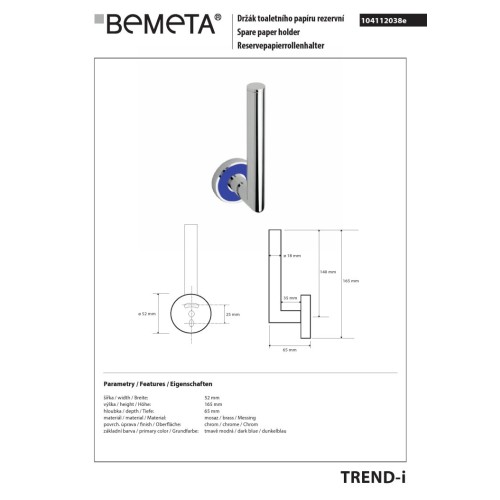 Bemeta TREND-I uchwyt na zapas papieru toaletowego 104112038e
