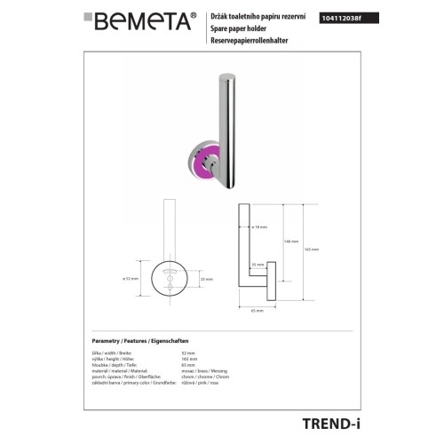 Bemeta TREND-I uchwyt na zapas papieru toaletowego 104112038f