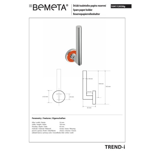 Bemeta TREND-I uchwyt na zapas papieru toaletowego 104112038g