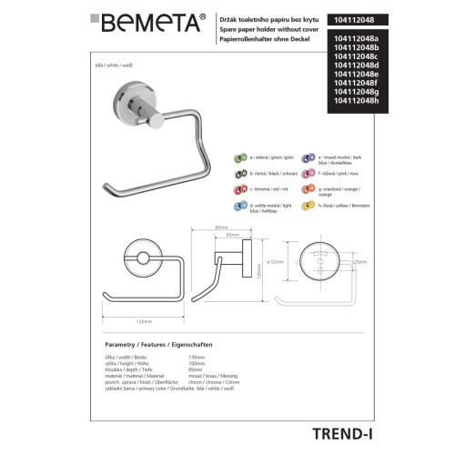 Bemeta TREND-I uchwyt na papier toaletowy 104112048c