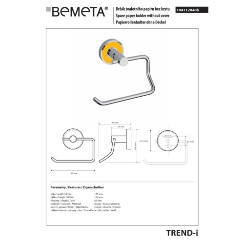 Bemeta TREND-I uchwyt na papier toaletowy 104112048h