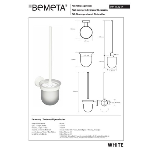 Bemeta WHITE Szczotka wc białe włosie 104113014