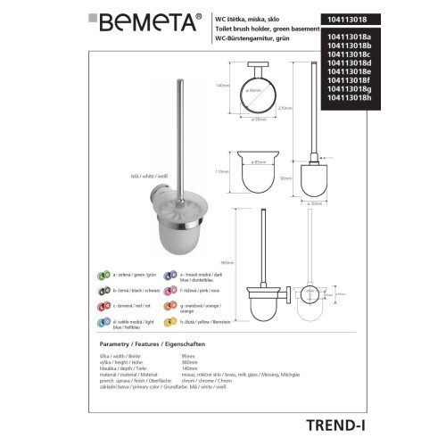 Bemeta TREND-I szczotka wc biała 104113018o