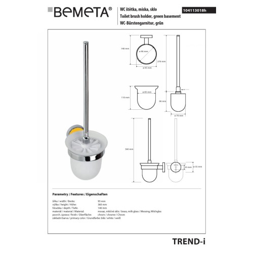 Bemeta TREND-I szczotka wc żółta 104113018h