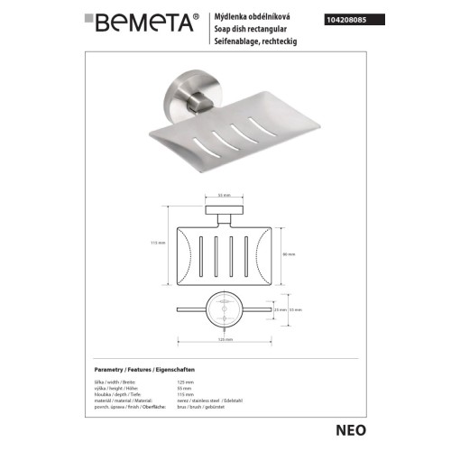 Bemeta NEO Mydelniczka 104208085 stal nierdzewna