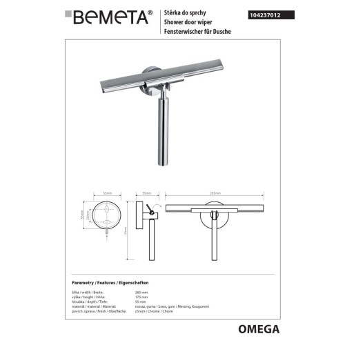 Bemeta OMEGA ściągaczka prysznicowa 104237012