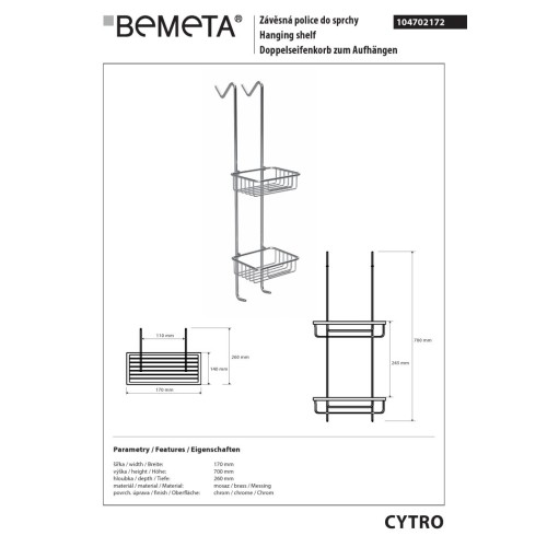 Bemeta CYTRO koszyk prysznicowy podwójny 104702172