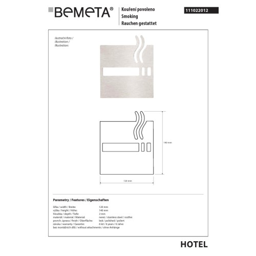 Bemeta Piktogram błyszczący- palenie dozwolone 111022012