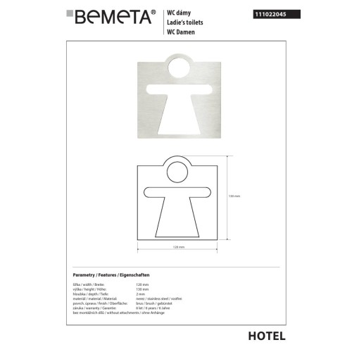 Bemeta Piktogram matowy- toaleta damska 111022045