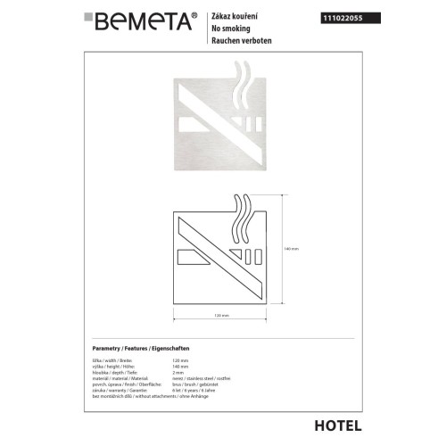 Bemeta Piktogram matowy- palenie zabronione 111022055