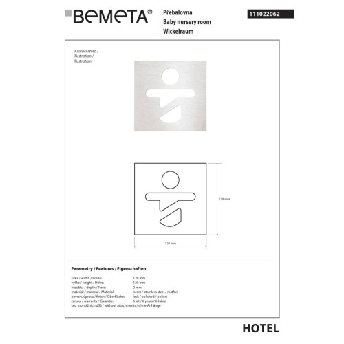 Bemeta Piktogram błyszczący- pokój z przewijakiem 111022062
