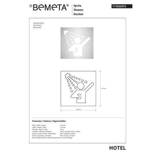 Bemeta Piktogram błyszczący- prysznic 111022072