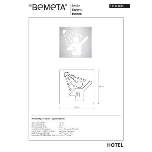 Bemeta Piktogram matowy- prysznic 111022075