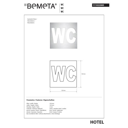 Bemeta Piktogram matowy - WC 111022085