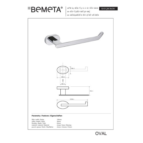 Bemeta OVAL Uchwyt na papier toaletowy 118412021