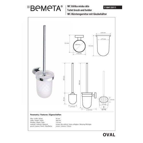 Bemeta OVAL wisząca szczotka WC 118413011